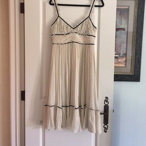 Chiffon lined dress cream with black